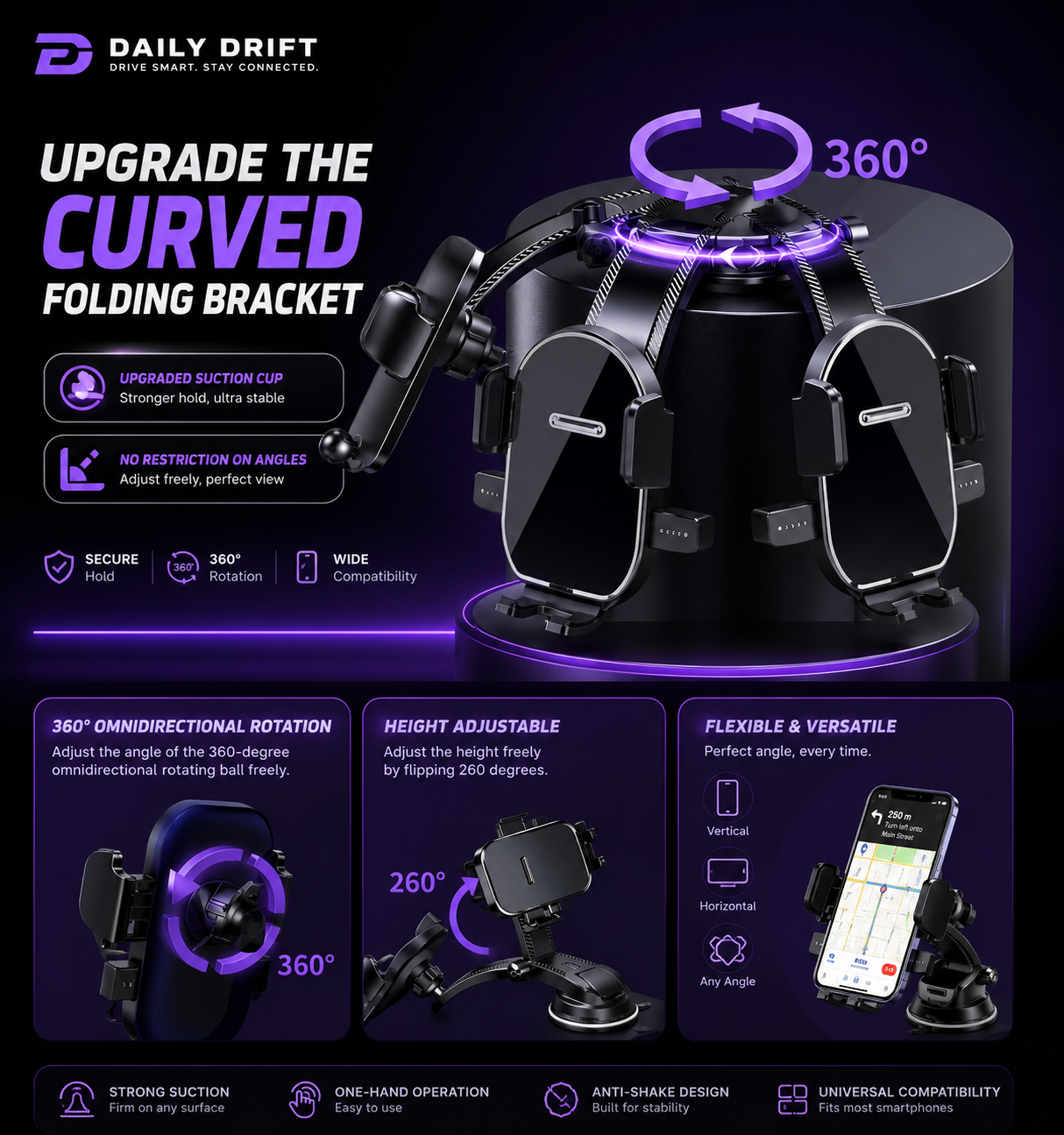 360° Rotating Phone Holder with Suction Cup™